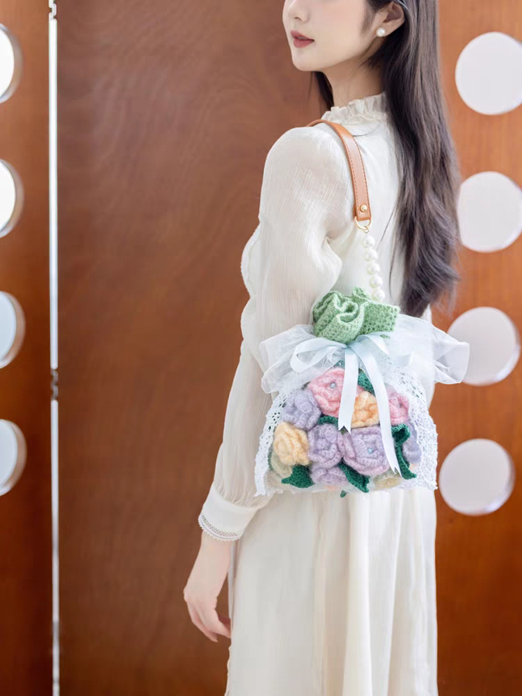 Bouquet Drawstring bag crochet kit