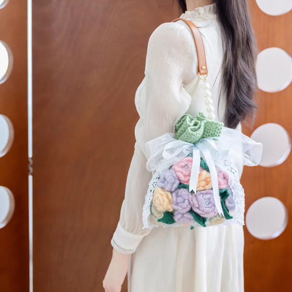 Bouquet Drawstring bag crochet kit