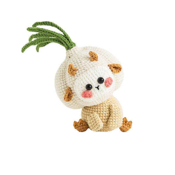 Kit de crochet de animales con cabeza inclinada, ajo y cebolla